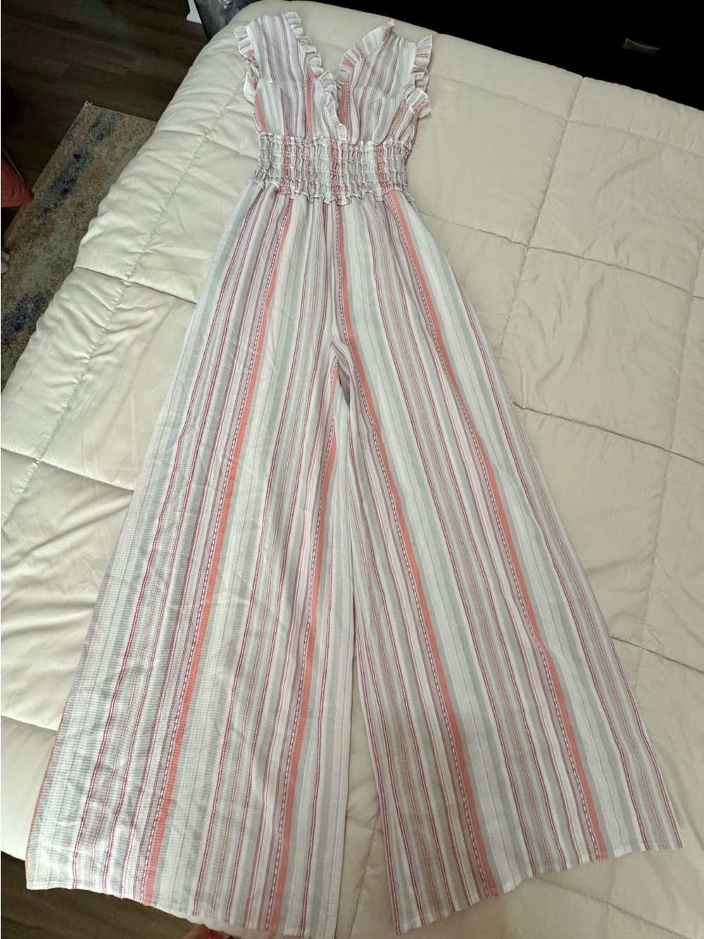 miami Pink & White Striped Wide-Leg Jumpsuit